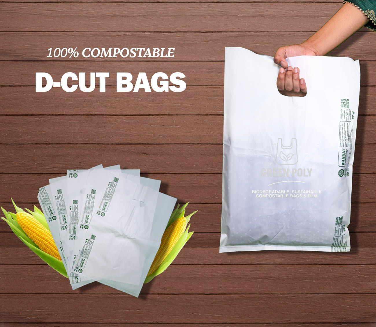 Compostable D-Cut shopping Bags